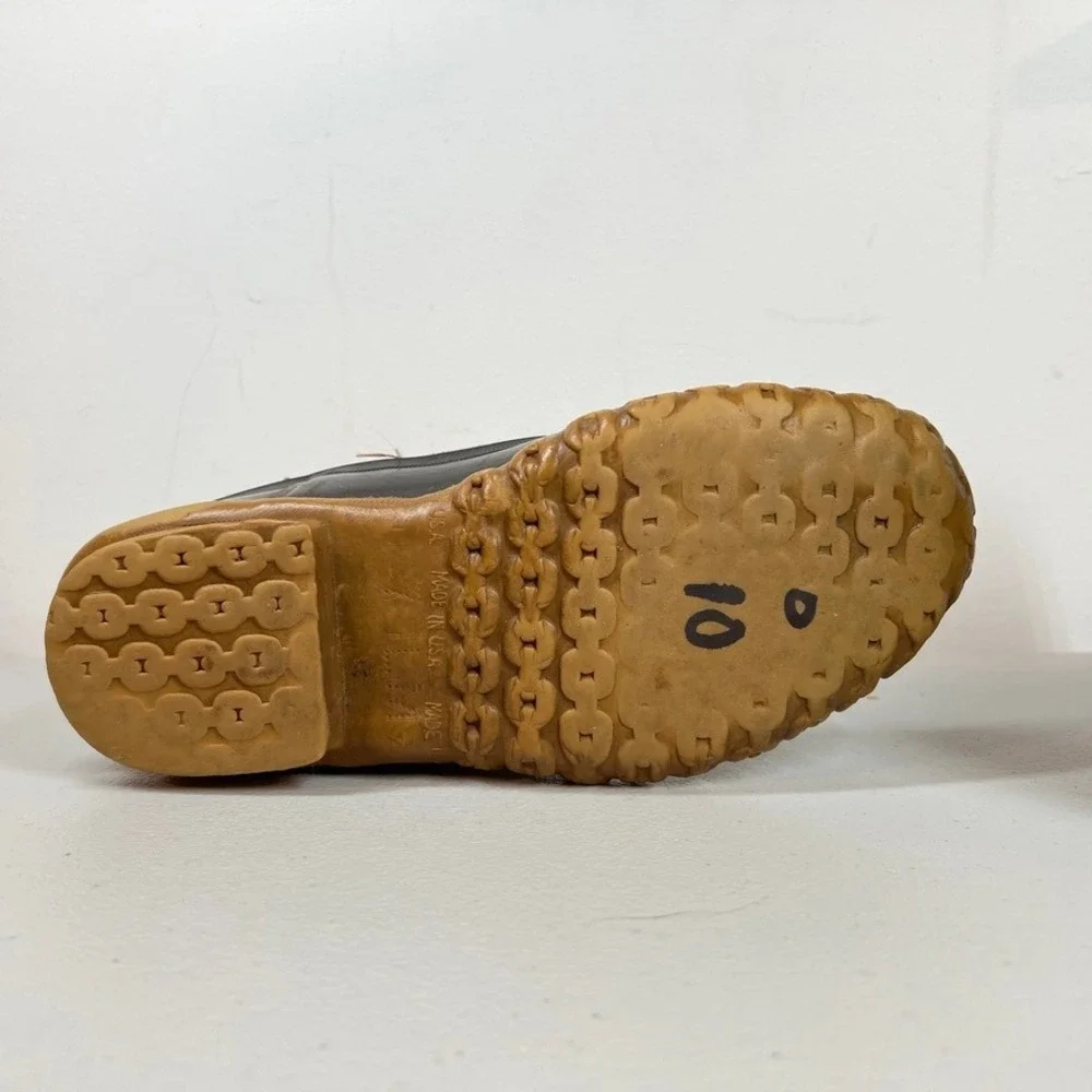 LL Bean Buckle Boots Mens Size 7 Tan Leather Brown Duck Bean Boots‎ USA Buckle